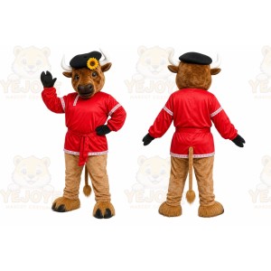 Red Jacket Bison Mascot Costume