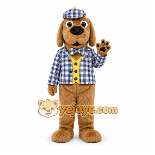 Plaid Puppy Mascot Costume Plaid Puppy Mascot Costume