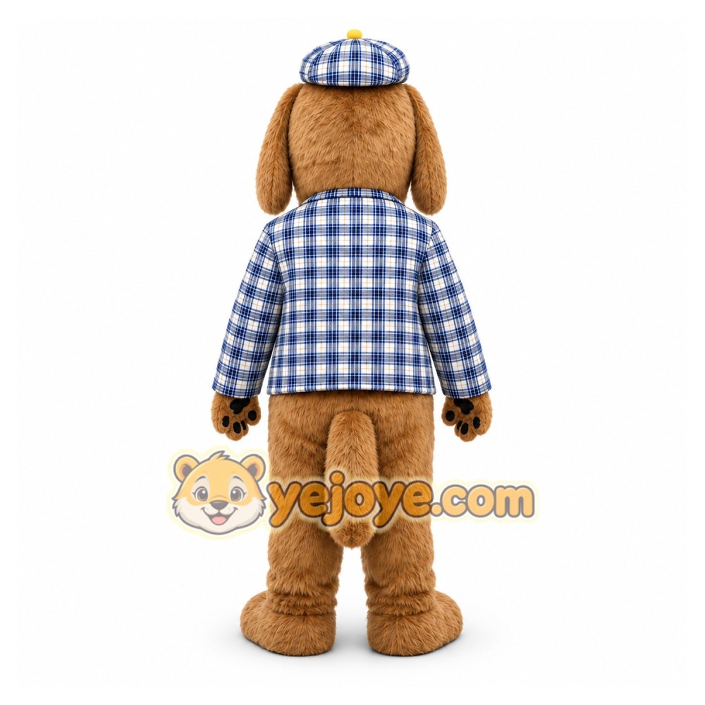 Plaid Puppy Mascot Costume Plaid Puppy Mascot Costume