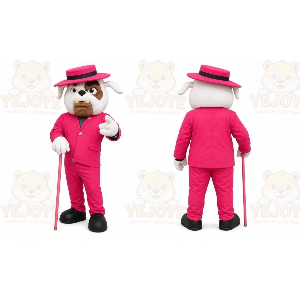 Pink Bulldog Mascot Costume