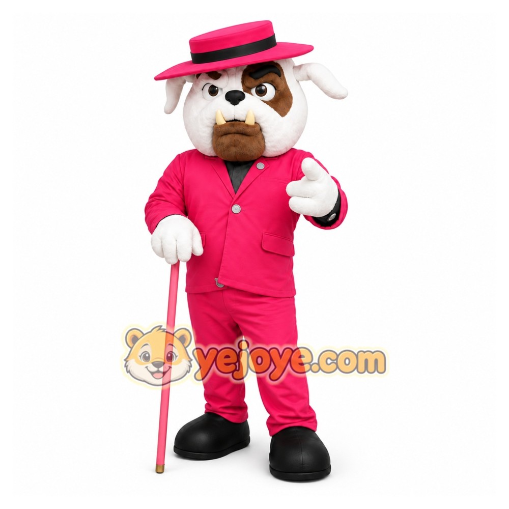 Pink Bulldog Mascot Costume
