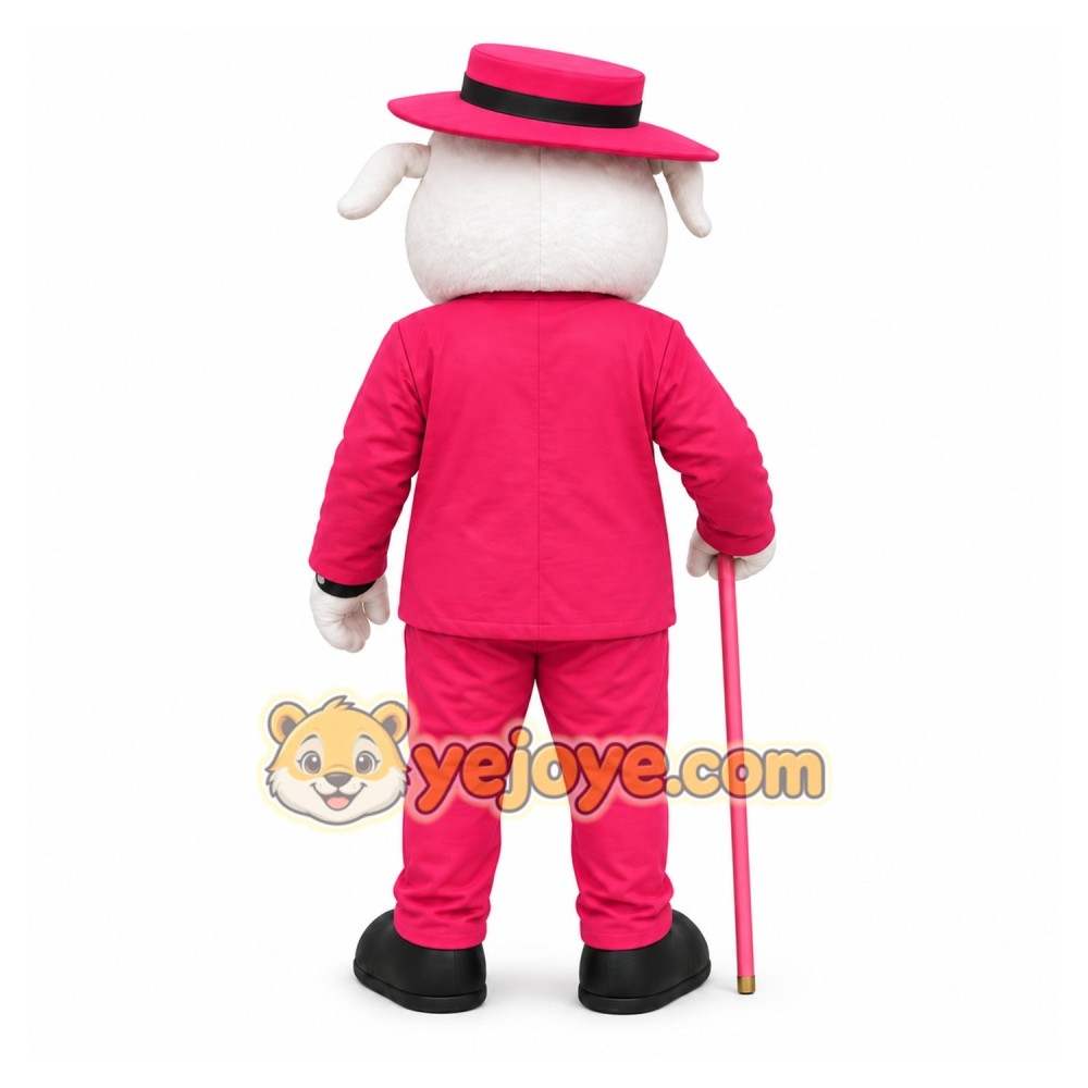 Pink Bulldog Mascot Costume
