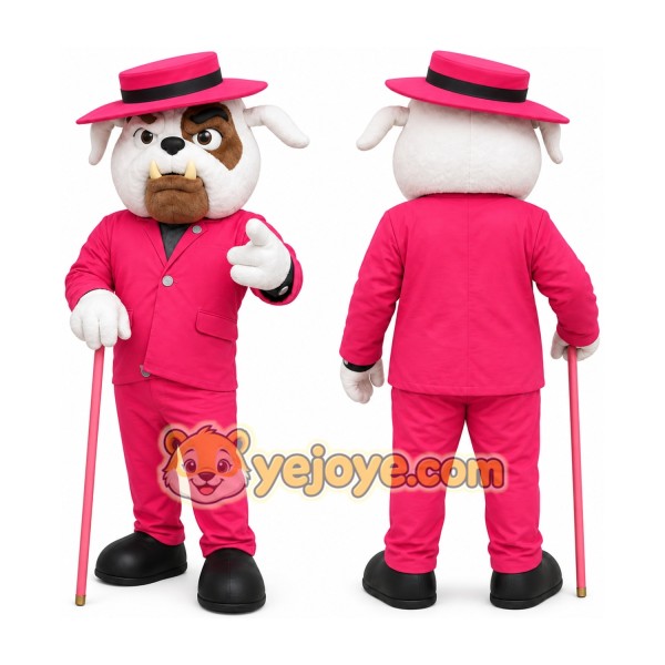Pink Bulldog Mascot Costume