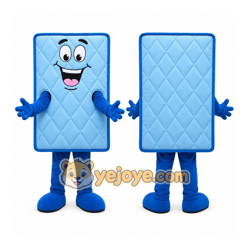 Blue Mattress Mascot Costume Blue Mattress Mascot Costume