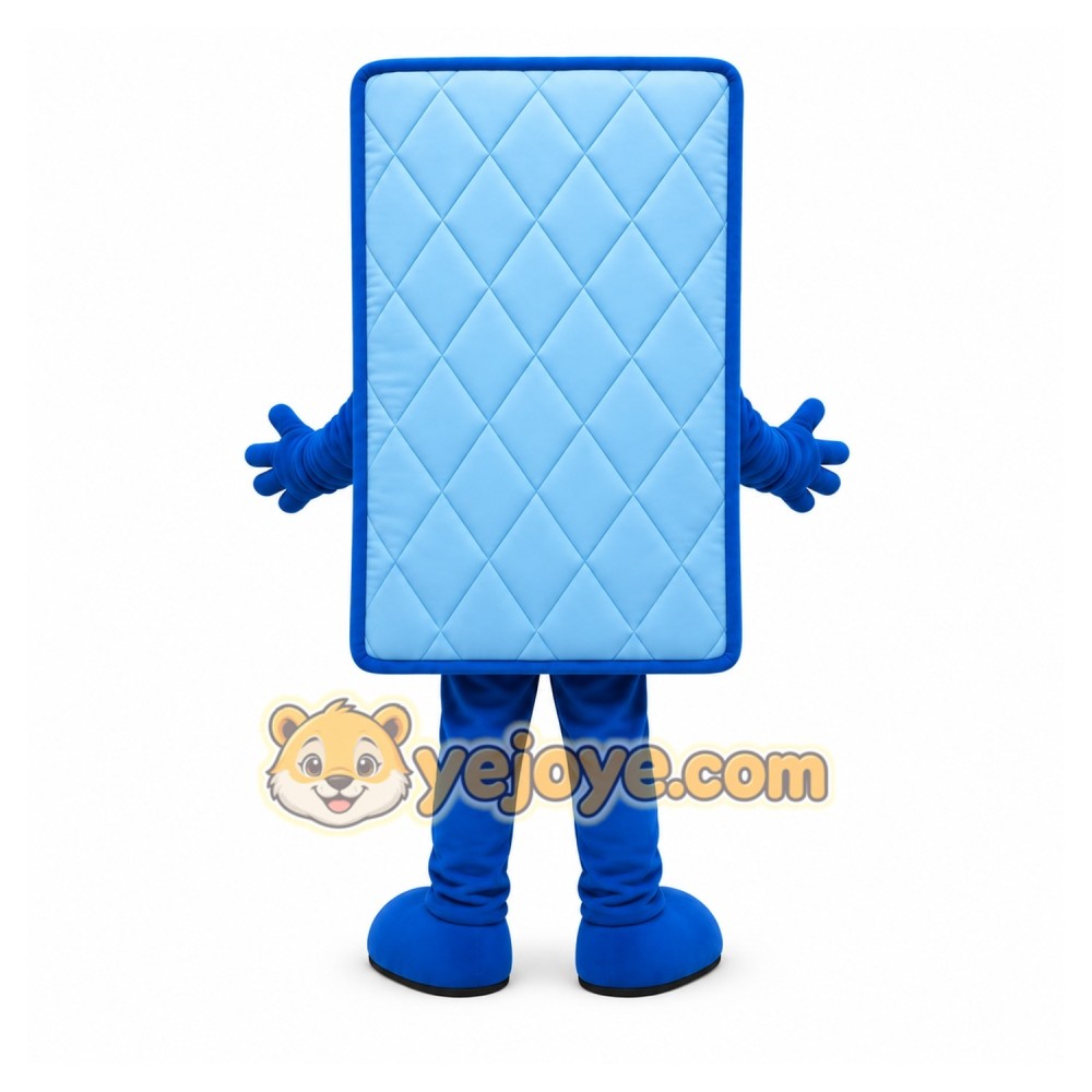 Blue Mattress Mascot Costume Blue Mattress Mascot Costume