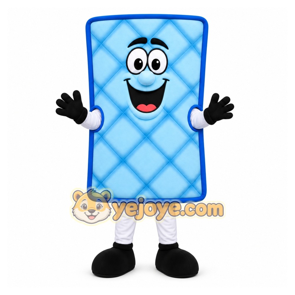 Blue Mattress Mascot Costume Blue Mattress Mascot Costume