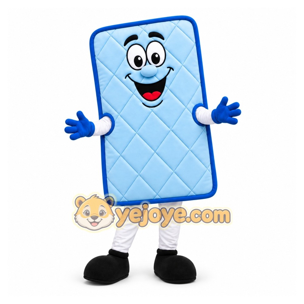 Blue Mattress Mascot Costume Blue Mattress Mascot Costume