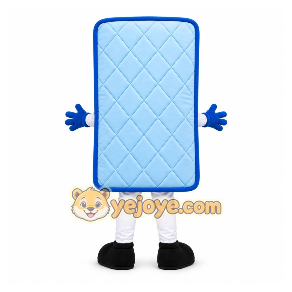 Blue Mattress Mascot Costume Blue Mattress Mascot Costume