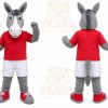 Gray Donkey Red Shirt Mascot Costume