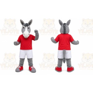 Gray Donkey Red Shirt Mascot Costume