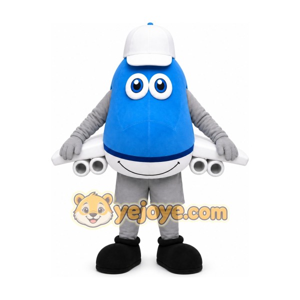 Blue Airplane Mascot Costume