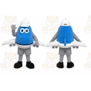 Blue Airplane Mascot Costume