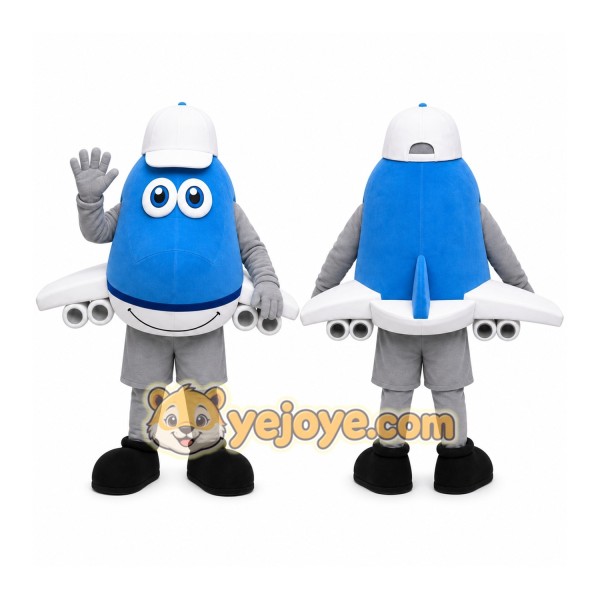 Blue Airplane Mascot Costume