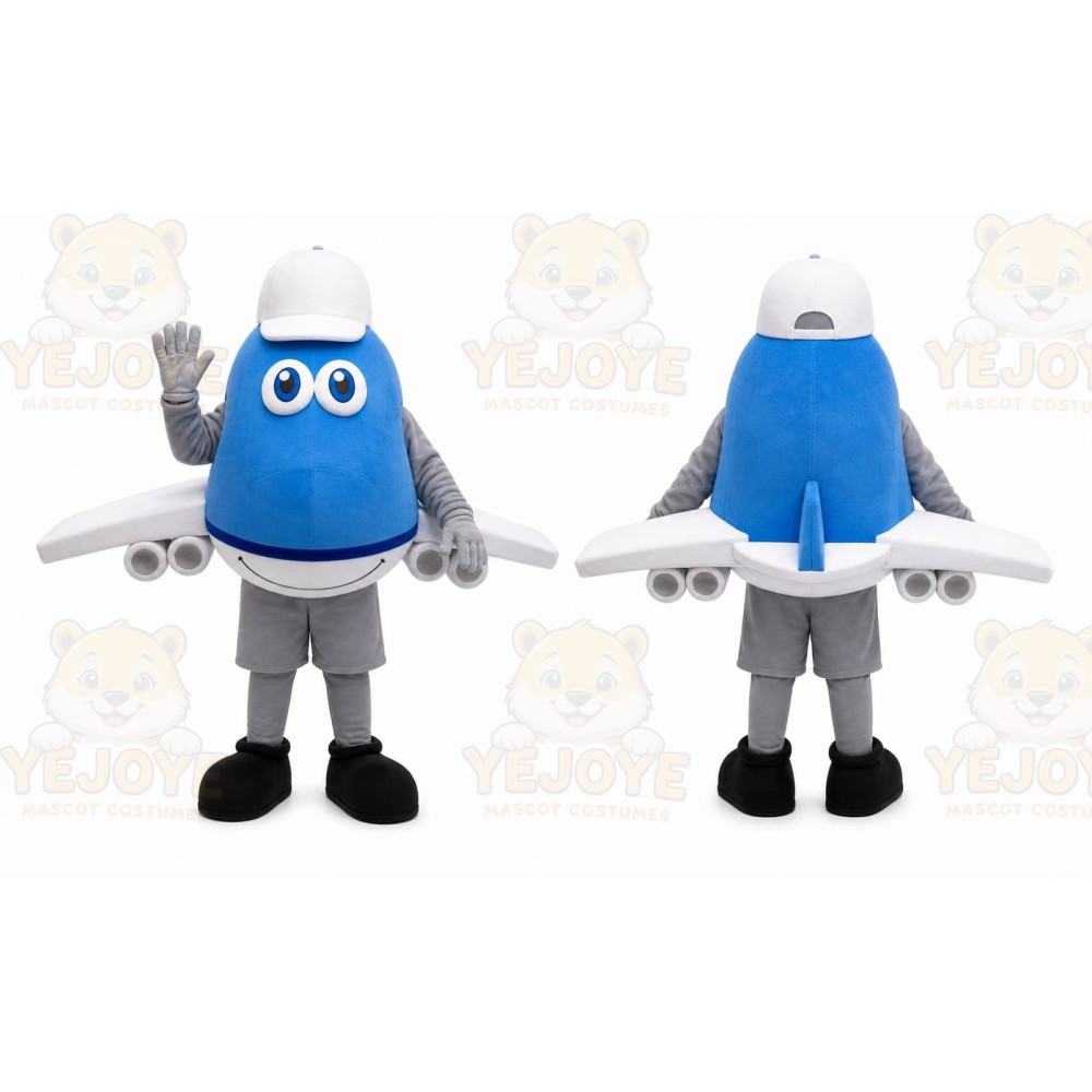 Blue Airplane Mascot Costume