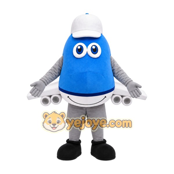 Blue Airplane Mascot Costume