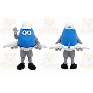 Blue Airplane Mascot Costume