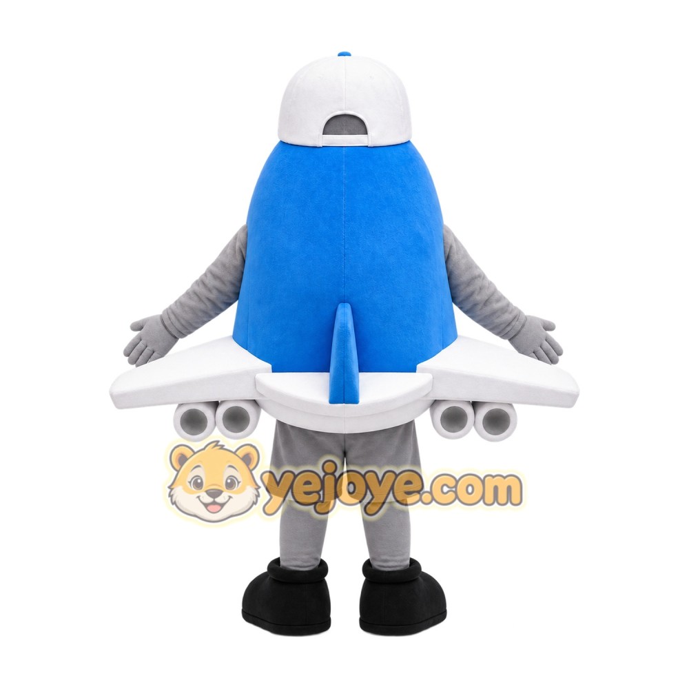 Blue Airplane Mascot Costume Blue Airplane Mascot Costume