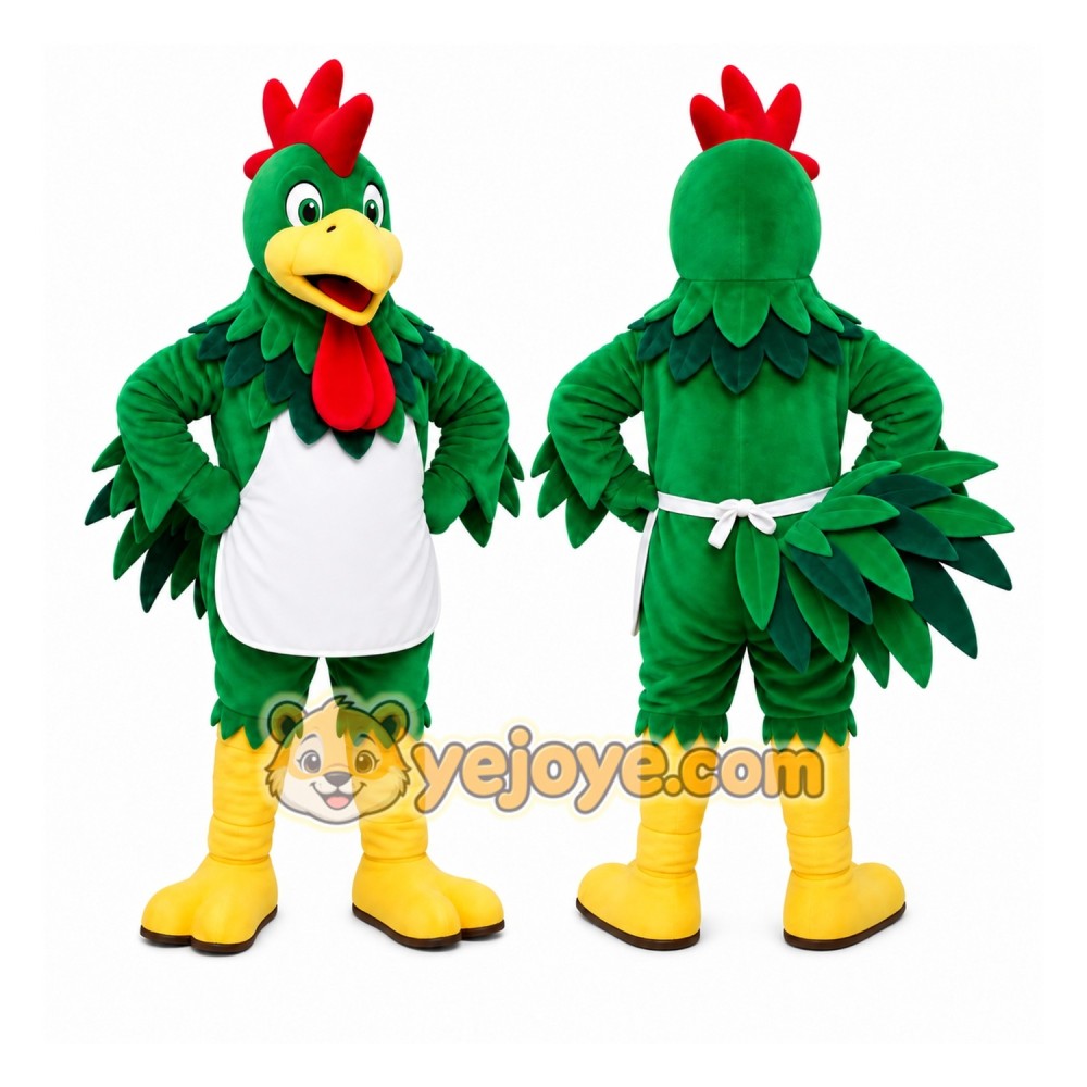 Green Rooster Mascot Costume Green Rooster Mascot Costume
