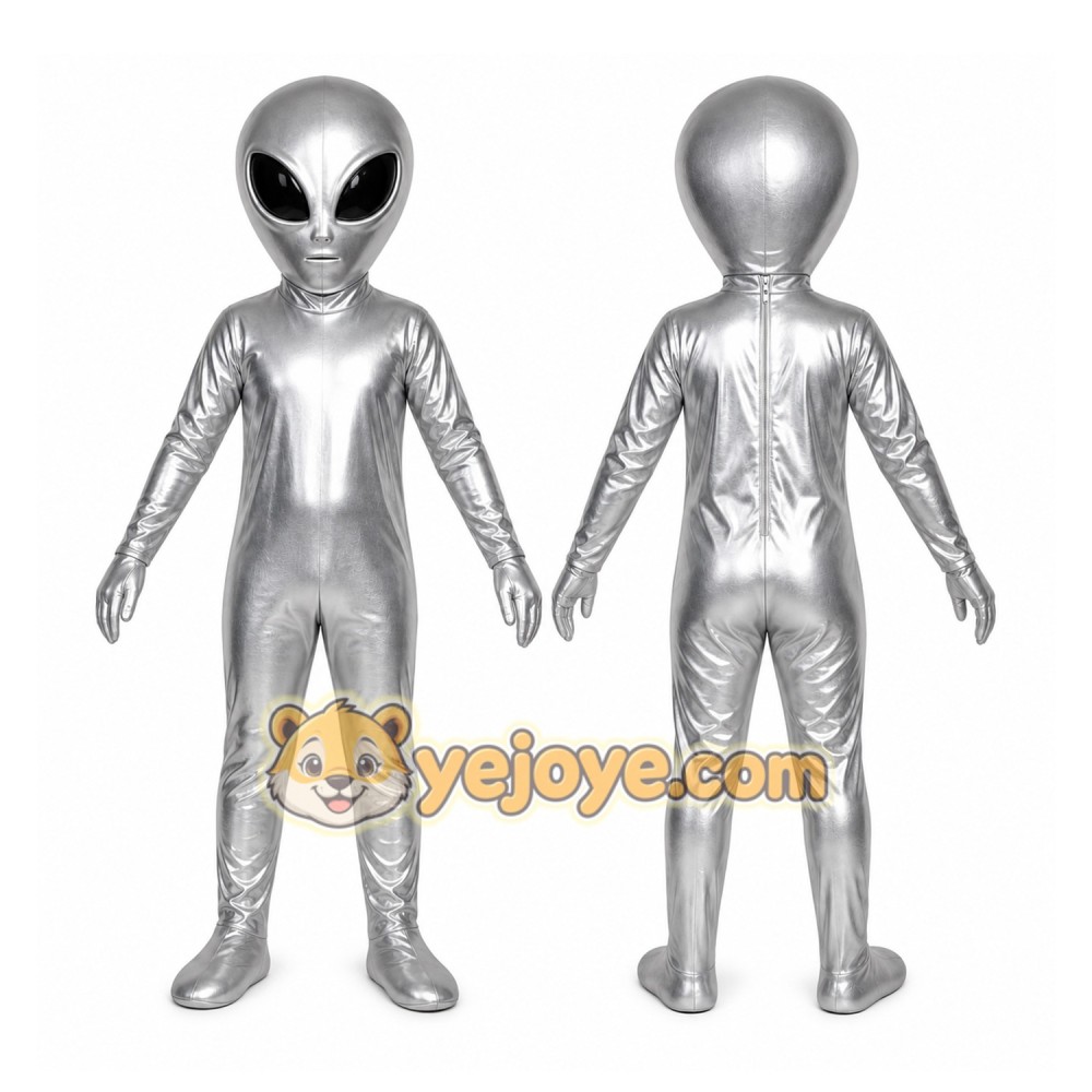 Silver Alien Mascot Costume