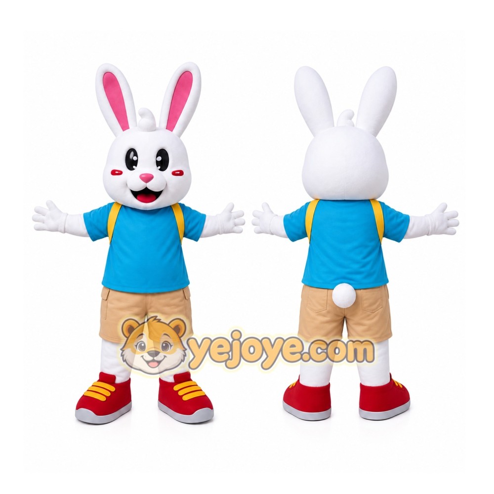 Blue Shirt Rabbit Mascot Costume Blue Shirt Rabbit Mascot Costume