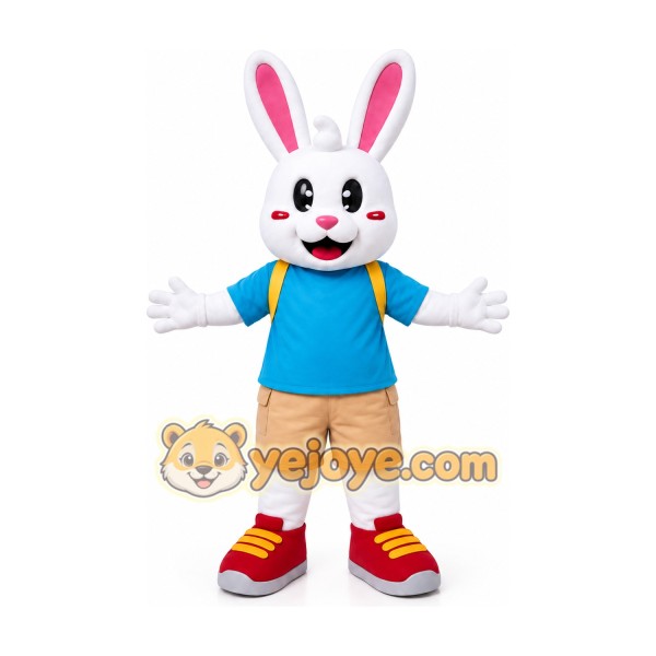 Blue Shirt Rabbit Mascot Costume