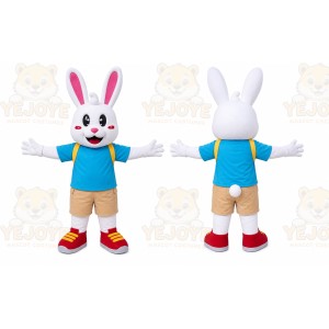 Blue Shirt Rabbit Mascot Costume