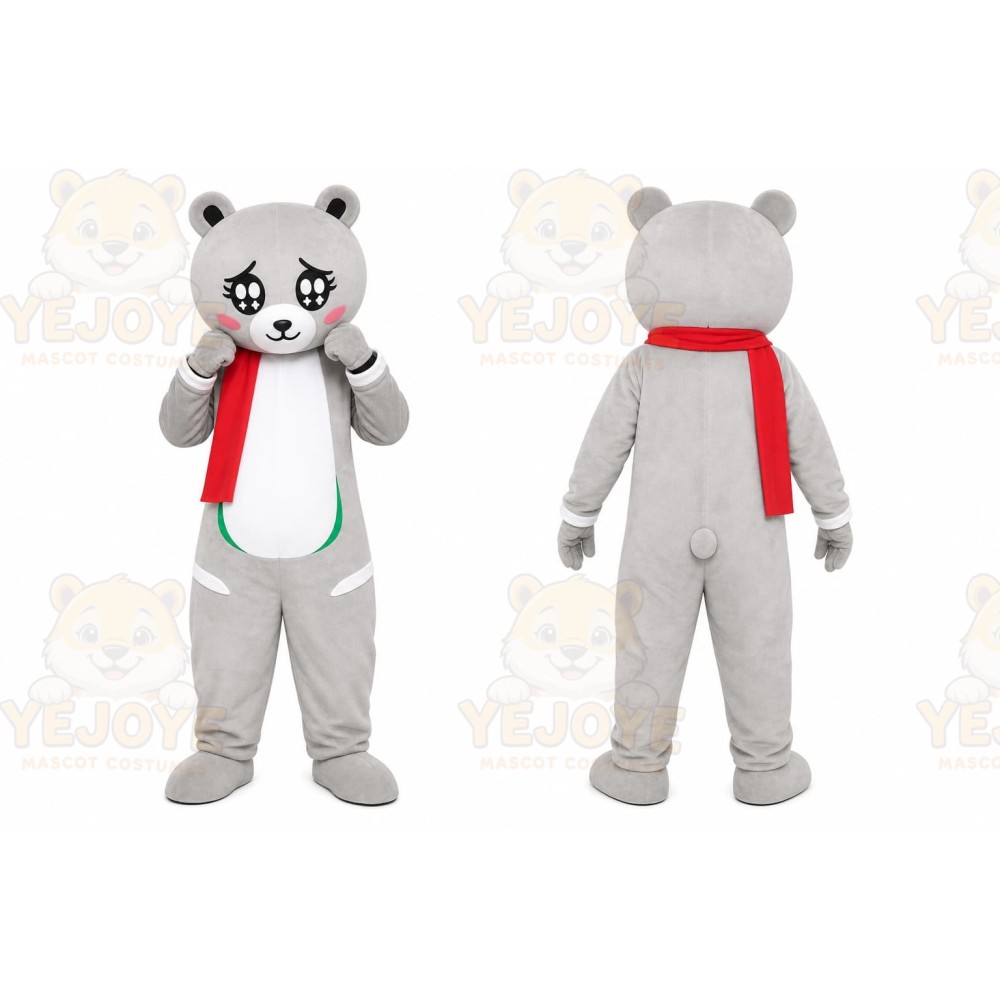 Grey Bear Mascot Costume