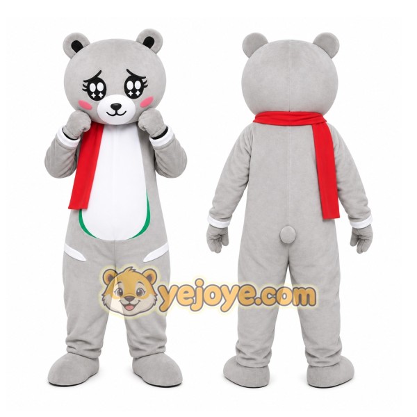 Grey Bear Mascot Costume