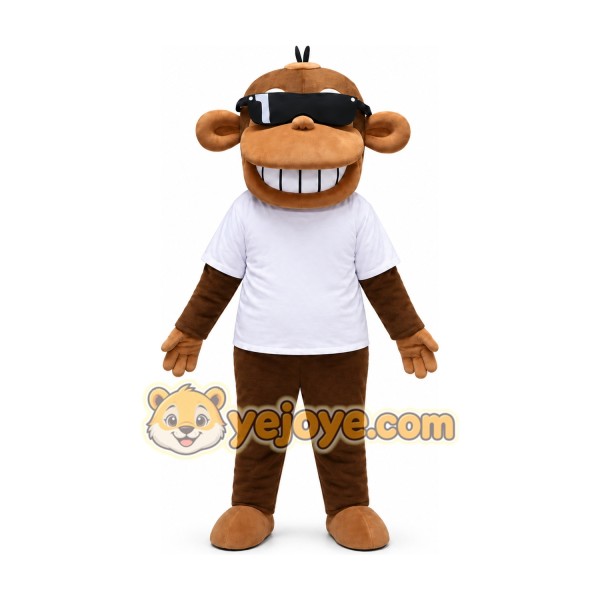Monkey White Shirt Mascot Costume Monkey White Shirt Mascot Costume