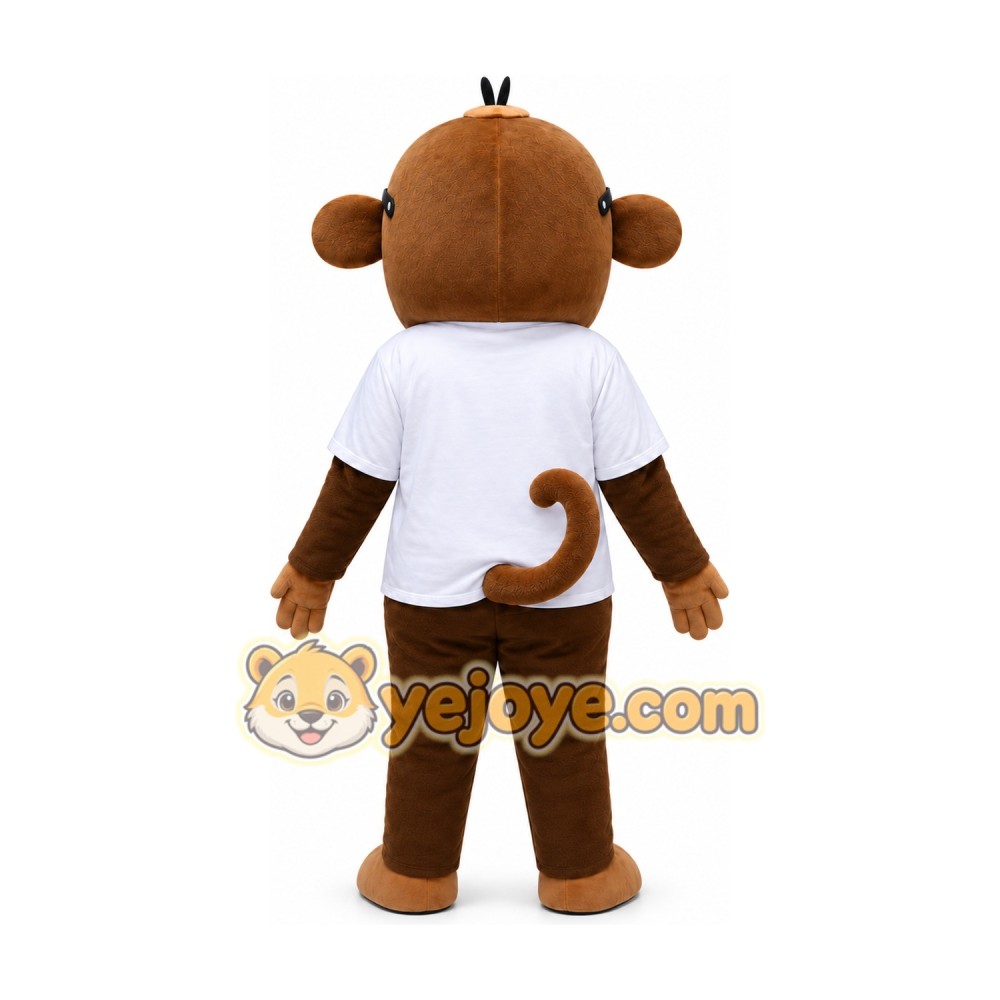 Monkey White Shirt Mascot Costume Monkey White Shirt Mascot Costume