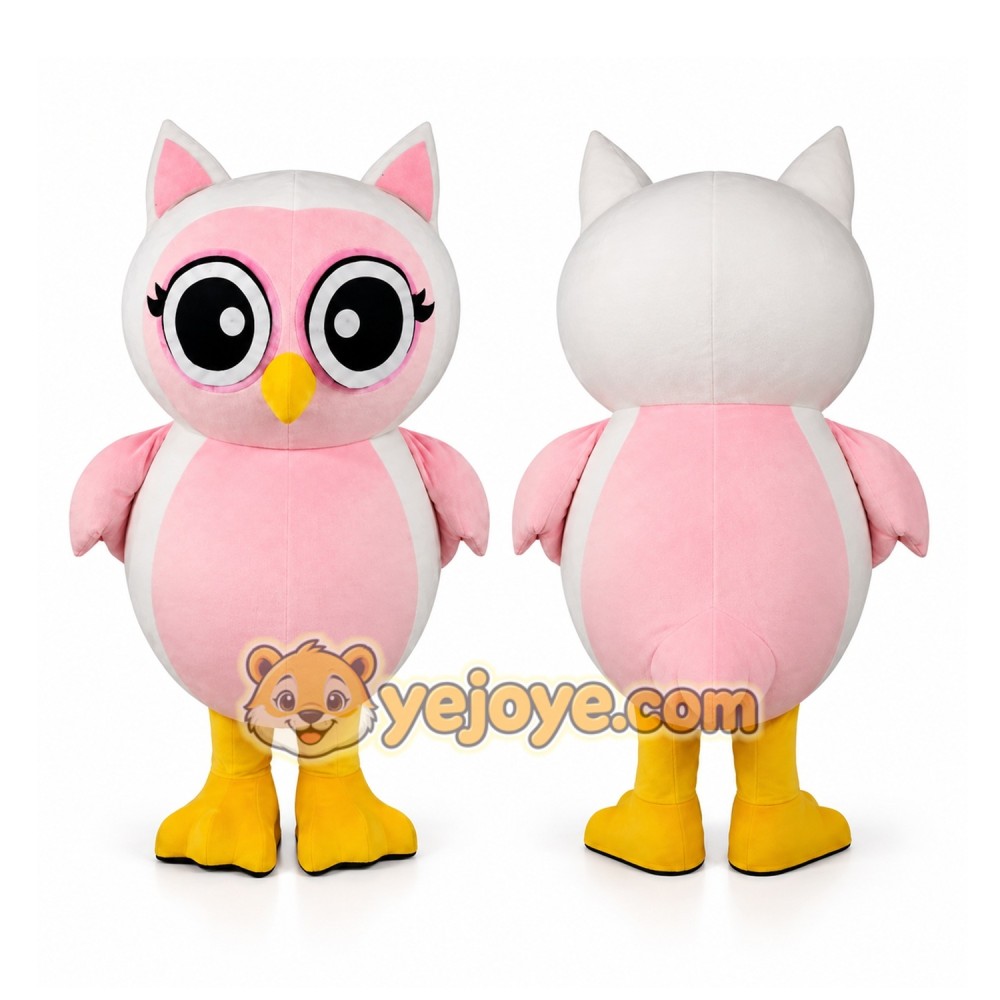 Pink Owl Mascot Costume Pink Owl Mascot Costume