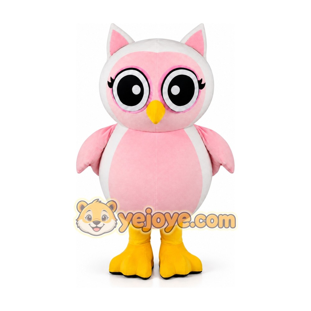 Pink Owl Mascot Costume Pink Owl Mascot Costume