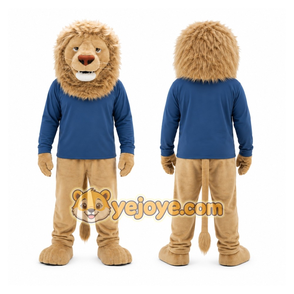 Blue Shirt Lion Mascot Costume