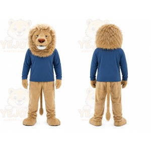 Blue Shirt Lion Mascot Costume