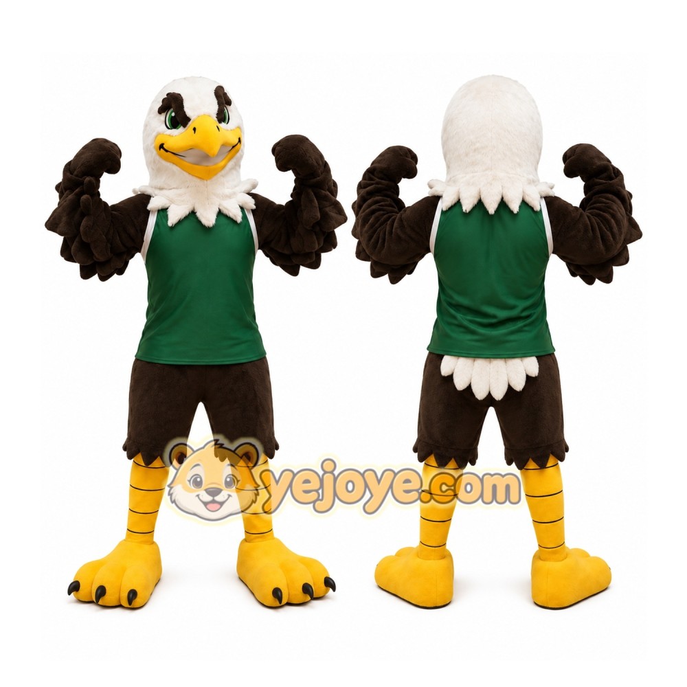 Green Shirt Bald Eagle Mascot Costume Green Shirt Bald Eagle Mascot Costume