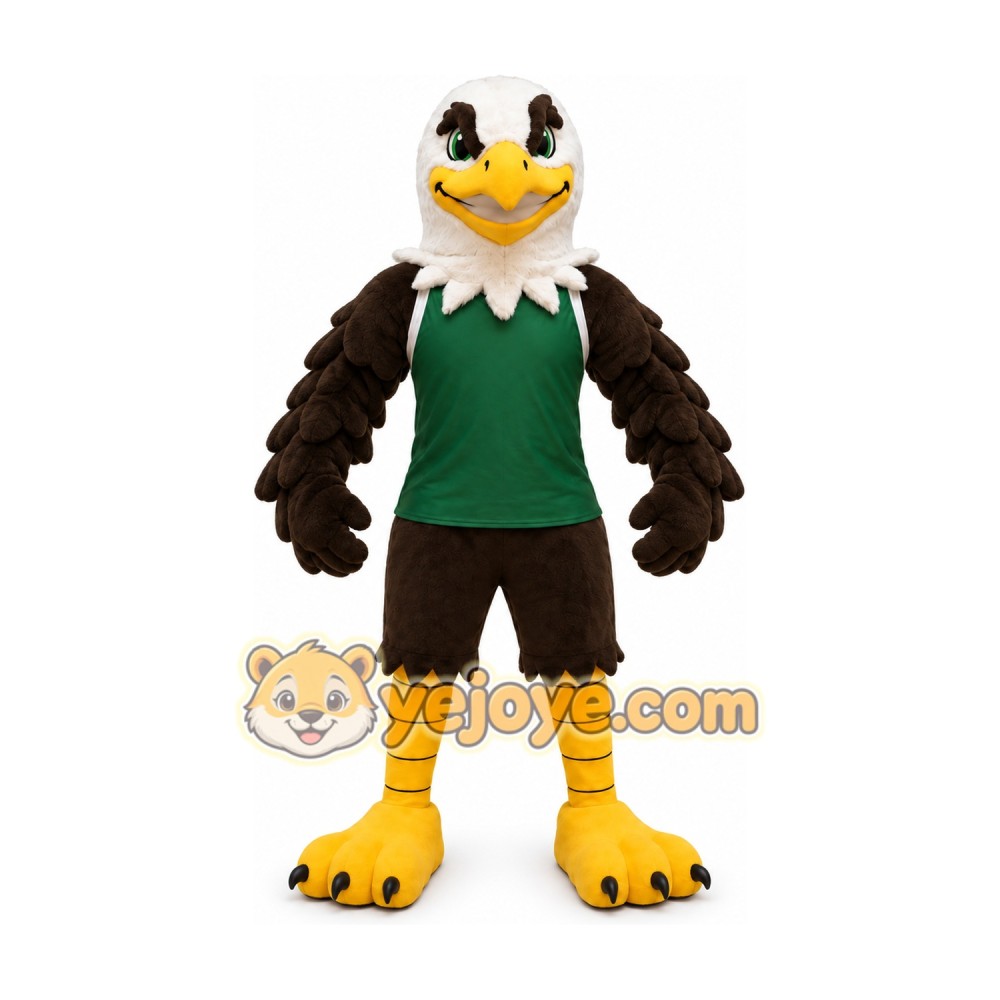 Green Shirt Bald Eagle Mascot Costume Green Shirt Bald Eagle Mascot Costume