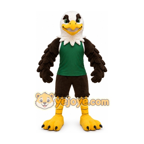 Green Shirt Bald Eagle Mascot Costume Green Shirt Bald Eagle Mascot Costume