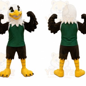  Green Shirt Bald Eagle Mascot Costume