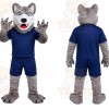 Gray Wolf Blue Shirt Mascot Costume