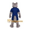 Gray Wolf Blue Shirt Mascot Costume Gray Wolf Blue Shirt Mascot Costume