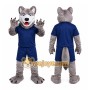 Gray Wolf Blue Shirt Mascot Costume