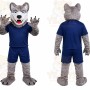 Gray Wolf Blue Shirt Mascot Costume