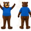 Brown Bear Blue Shirt Mascot Costume