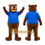 Brown Bear Blue Shirt Mascot Costume