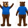 Brown Bear Blue Shirt Mascot Costume