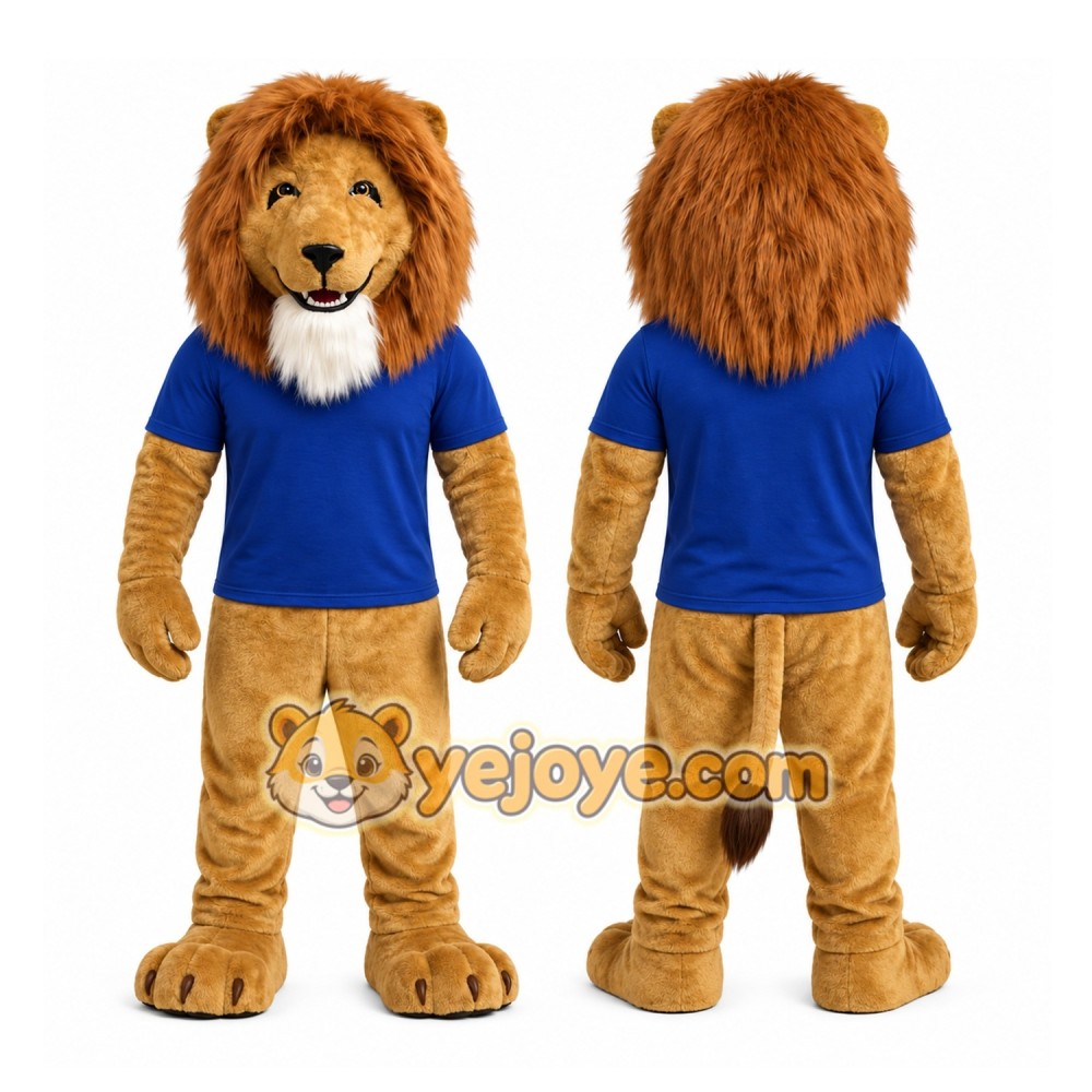 Blue Shirt Lion Mascot Costume