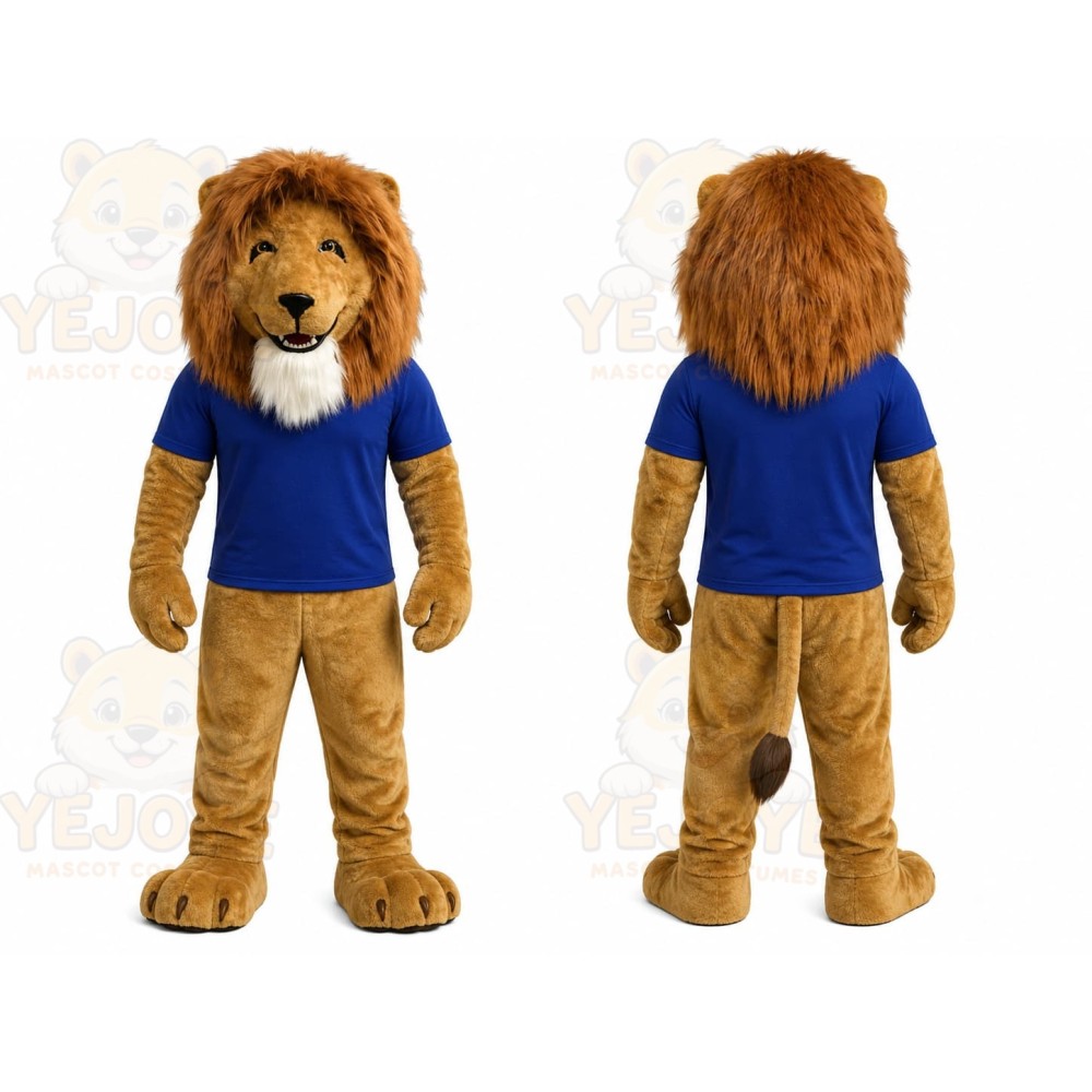 Blue Shirt Lion Mascot Costume