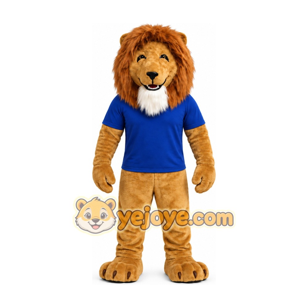 Blue Shirt Lion Mascot Costume