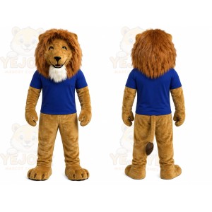 Blue Shirt Lion Mascot Costume