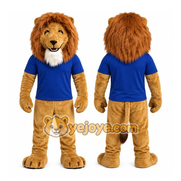 Blue Shirt Lion Mascot Costume